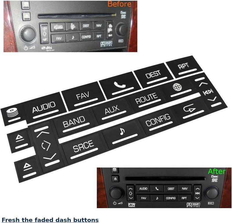 AtticZone AC Radio Button Stickers Dash Repair Decals Compatible with Cadillac Escalade ESV EXT 2007 2008-2014 (Radio18) - Image 5